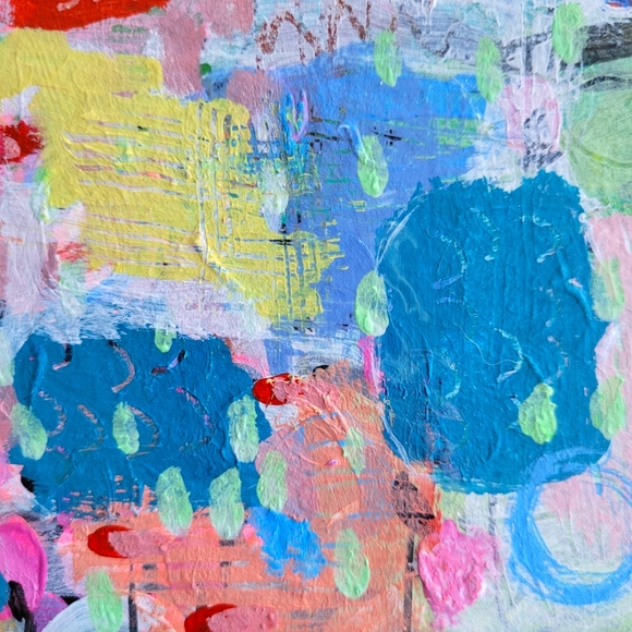 Original Abstract Shapes Painting Acrylic on Fine Art Paper, 9x12" - Picture 4 of 6